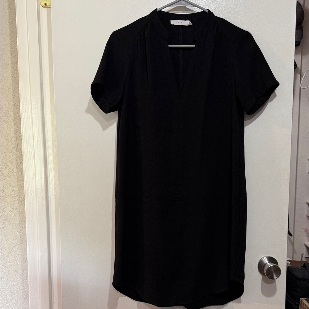 Lush Black Dress Short Sleeve Shift  XS